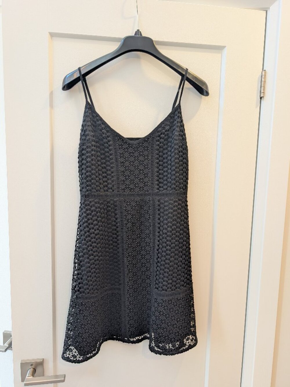 Abercrombie & Fitch Black Crochet Lace Cami Skater Mini Dress Size S
